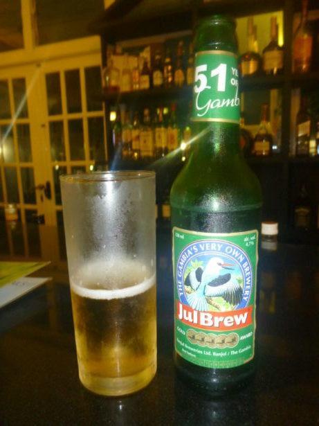 My first Gambian beer - a JulBrew down the Sugar Cane Bar