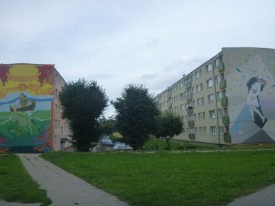 Walking past the murals of Tczew, Poland