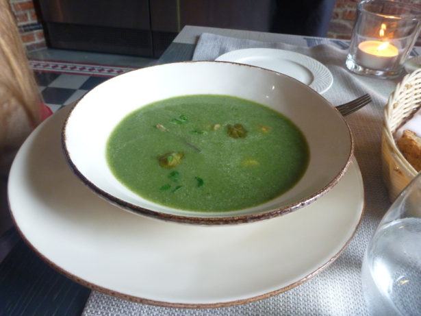 Karolina's stinging nettle and spinach soup with crayfish.