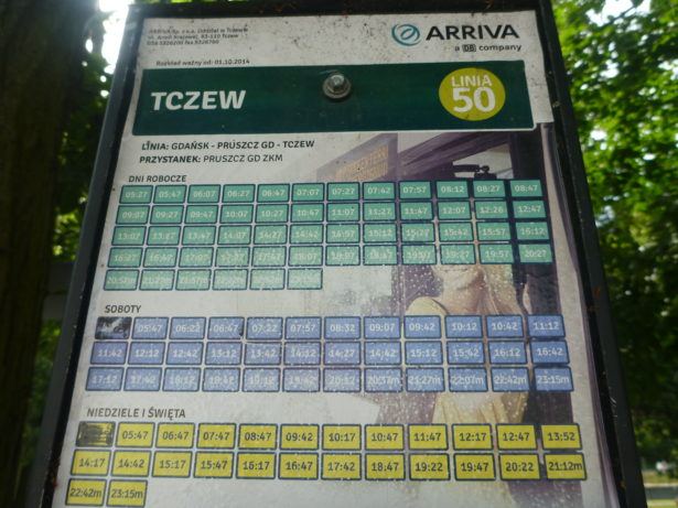 Pruszcz Gdański to Tczew timetable