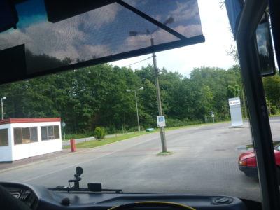 At the Polish side of the border from the Gdańsk to Kaliningrad bus