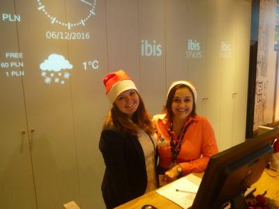 Smiling staff on Santa Day at the Ibis Hotel Warszawa Centrum, Poland
