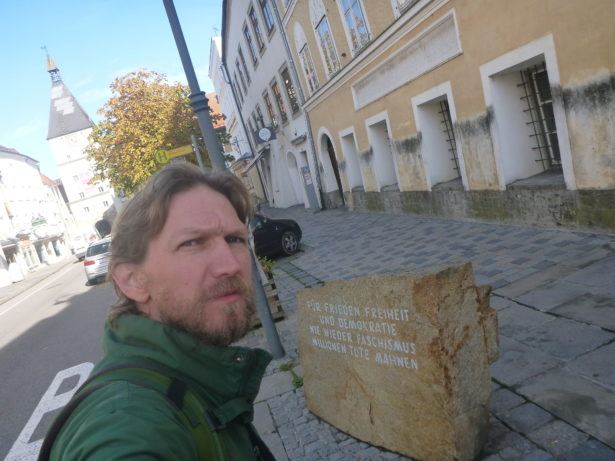 A chunk of rock on the street: Hitler's EXACT birthplace in Braunau Am Inn, Austria