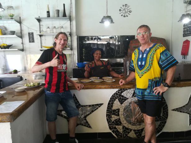 Friendly staff at Fawlty Towers Backpackers Hostel in Livingstone, Zambia