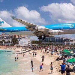 Backpacking in Sint Maarten: Aeroplanes Flying Above Your Head At The Famous Sunset Bar on Maho Beach