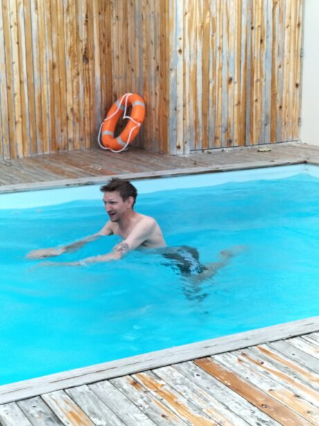 Swimming Pool At the Azor Azul Hostel in Ponta Delgada, Sao Miguel Island