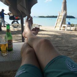 Relaxing on the gorgeous Boca Chica Beach, Dominican Republic