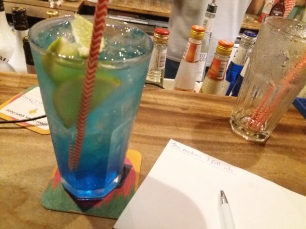 Thirsty Thursdays: Actually Drinking Blue CURAÇAO🔵🍊🇨🇼 in Curaçao at The Hemingway Bar, Mambo Beach