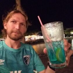 Thirsty Thursdays: Actually Drinking Blue CURAÇAO🔵🍊🇨🇼 in Curaçao at The Hemingway Bar, Mambo Beach