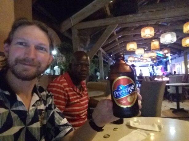 Prestige beer and a concert at Cafe 36 in Petionville, Port-Au-Prince