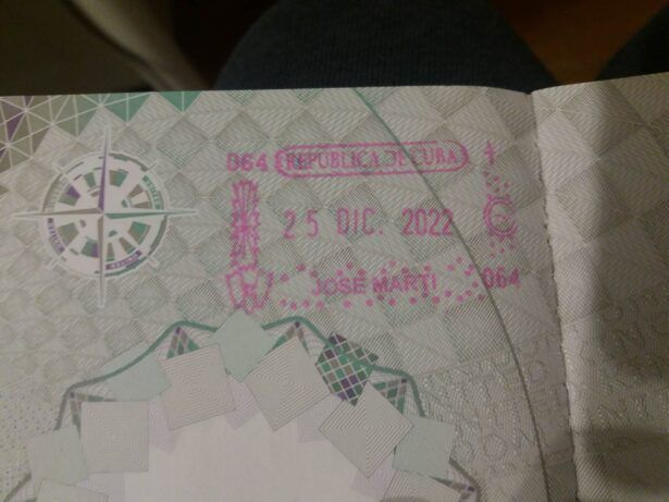 A nice one - my Cuba exit stamp on Christmas Day 2022