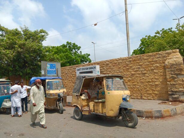 Tuk tuk loyal in Karachi, Pakistan