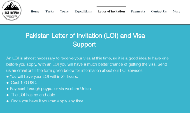 Lost Horizon Treks And Tours Can Get You An LOI (Letter Of Invitation)