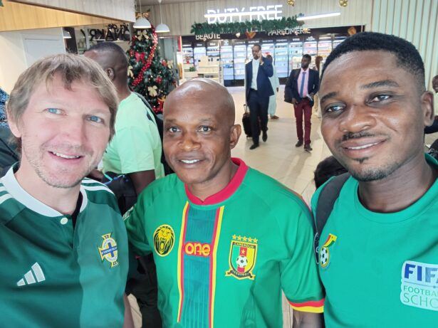 Jonny (Northern Ireland), Aron (Cameroon), Moses (Ghana) all met at Conakry Airport on route to Bissau!