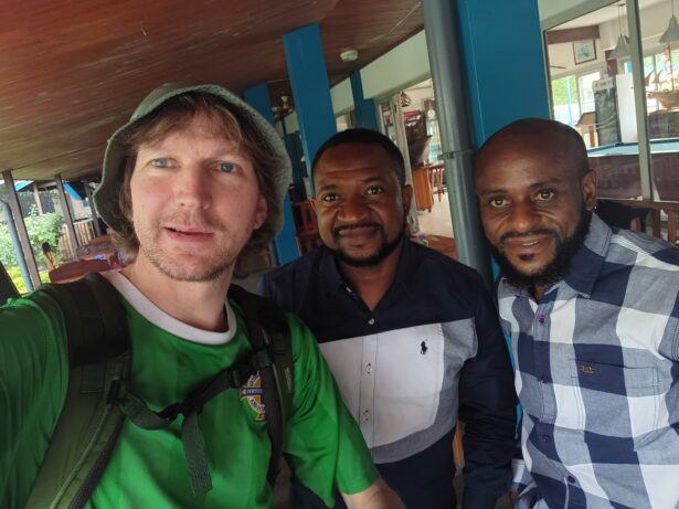 With Clement and Mebah in Douala, Cameroon