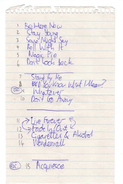 Oasis🎸🎙️⚫⚪Setlist In 1997 In Dublin🇮🇪On The Be Here Now Tour