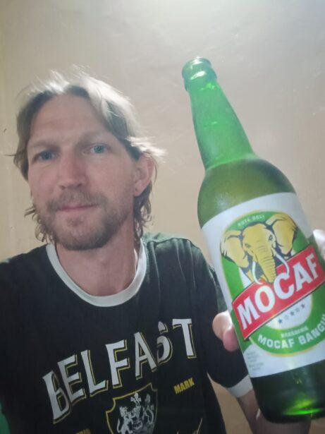 My first ever Central African Republic Beer - Mocaf at Gust Hotel