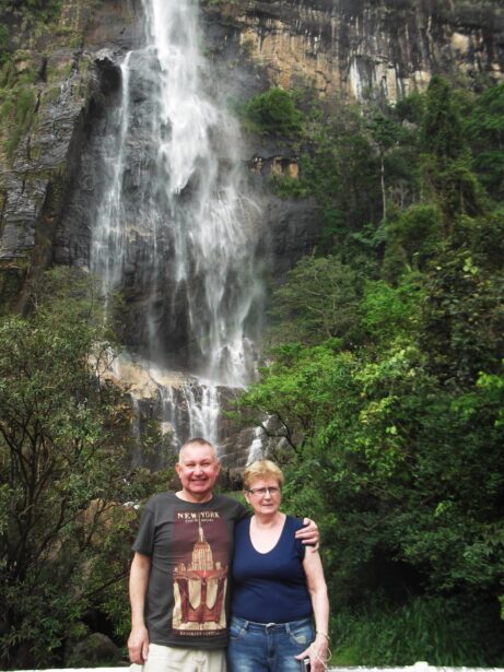 Mum and Dad backpacked to Diyaluma Falls in Sri Lanka with me in 2013