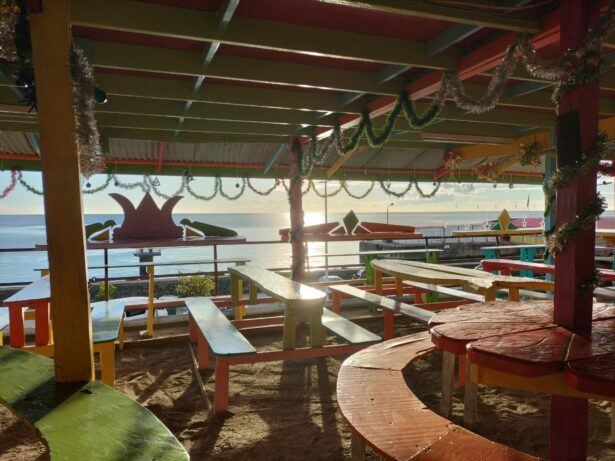 Caribbean Sea balcony sunset at Hi Rise Beach Bar, Roseau, Dominica